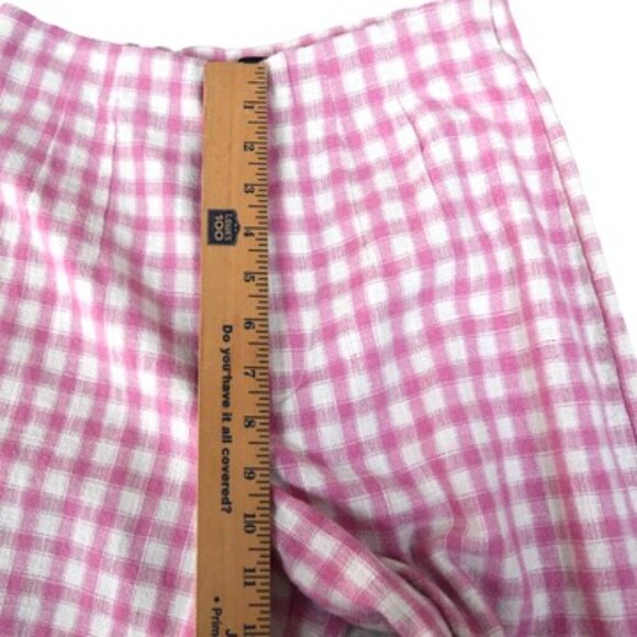 Zara Pink Gingham Pants Small Cottagecore Coquette Wide Legs Resortwear - Picture 7 of 8